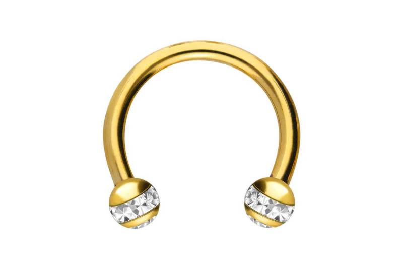 PIERCINGLINE Nasenpiercing Chirurgenstahl Hufeisenring EPOXY-RING-KUGELN + KRISTALLE (Hufeisen-Ringe, 1-tlg) von PIERCINGLINE