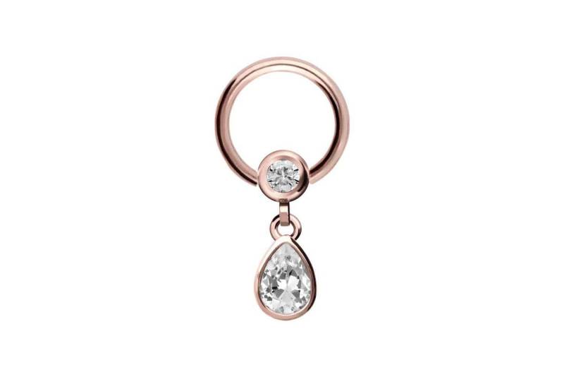 PIERCINGLINE Nasenpiercing Chirurgenstahl Klemmkugelring KRISTALLTROPFEN (Klemm-Ringe / 1 Stk) von PIERCINGLINE