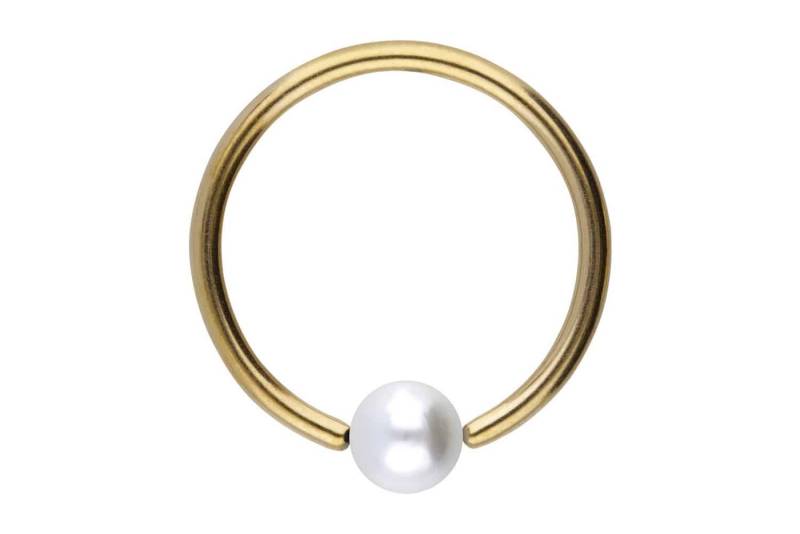 PIERCINGLINE Nasenpiercing Chirurgenstahl Klemmkugelring SYNTHETISCHE PERLE (Klemm-Ringe / 1 Stk) von PIERCINGLINE