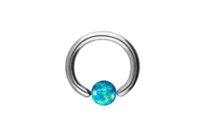 PIERCINGLINE Nasenpiercing Titan Klemmkugelring SYNTHETISCHER OPAL (Klemm-Ringe, 1-tlg) von PIERCINGLINE