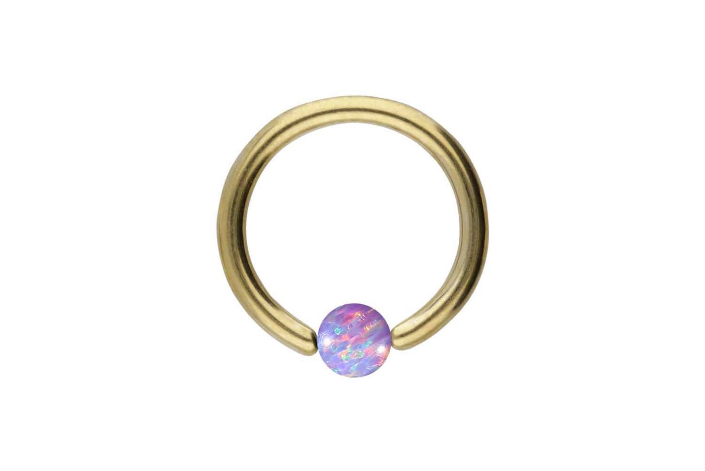 PIERCINGLINE Piercing-Set Titan Klemmkugelring SYNTHETISCHER OPAL (Klemm-Ringe / 1 Stk) von PIERCINGLINE