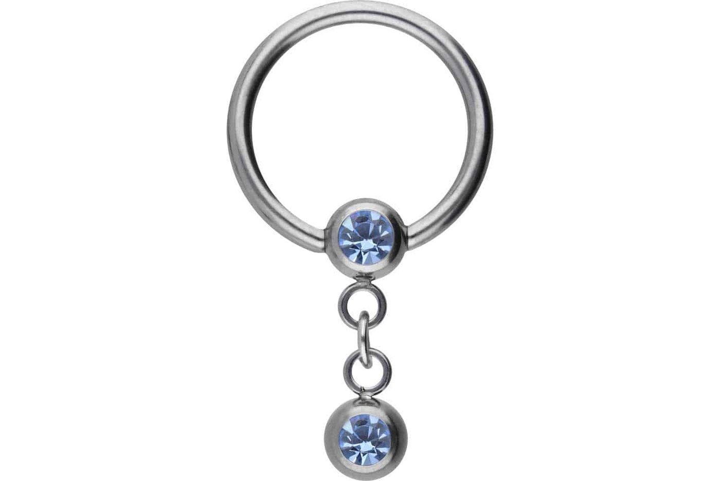 PIERCINGLINE Piercing-Set Titan Klemmkugelring ZWEI KRISTALLE (Klemm-Ringe / 1 Stk) von PIERCINGLINE