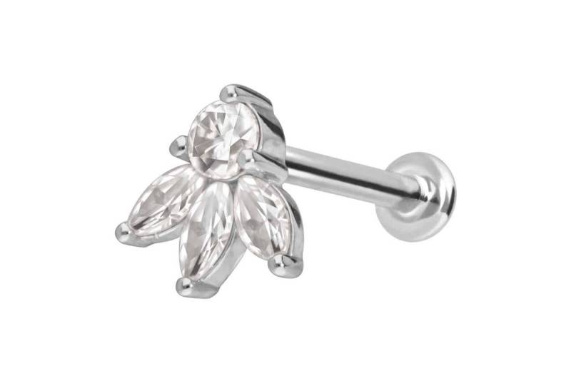 PIERCINGLINE Piercing-Set 14 Karat Gold Labret mit Innengewinde MOISSANIT-LOTUSBLÜTE (Labrets / 1 Stk) von PIERCINGLINE