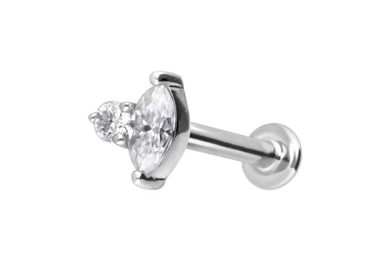 PIERCINGLINE Piercing-Set 14 Karat Gold Labret mit Innengewinde MOISSANIT-DESIGN (Labrets) von PIERCINGLINE