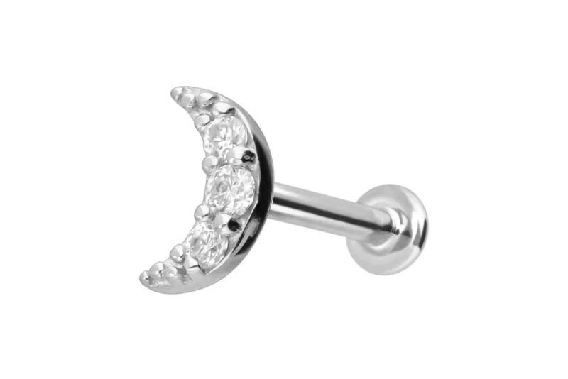 PIERCINGLINE Piercing-Set 14 Karat Gold Labret mit Innengewinde MOISSANIT-MOND (Labrets / 1 Stk) von PIERCINGLINE