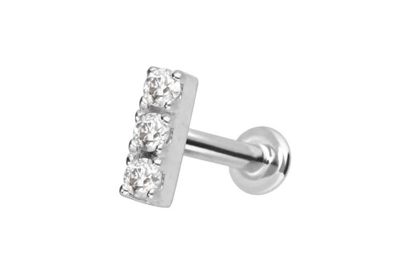 PIERCINGLINE Piercing-Set 14 Karat Gold Labret mit Push Fit MOISSANIT-BALKEN (Labrets) von PIERCINGLINE
