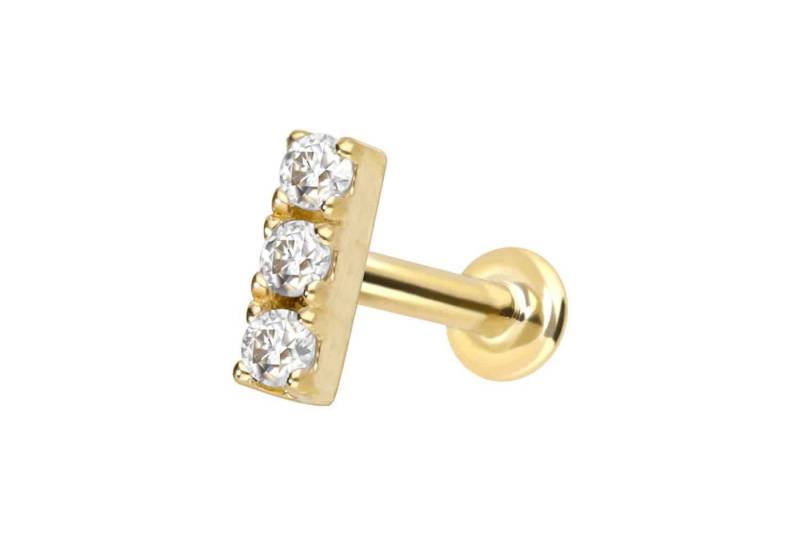 PIERCINGLINE Piercing-Set 14 Karat Gold Labret mit Push Fit MOISSANIT-BALKEN (Labrets) von PIERCINGLINE