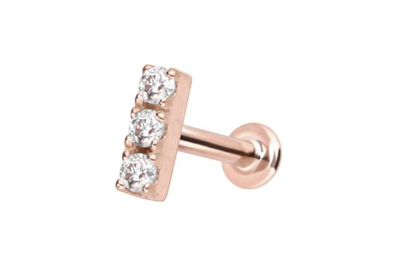 PIERCINGLINE Piercing-Set 14 Karat Gold Labret mit Push Fit MOISSANIT-BALKEN (Labrets) von PIERCINGLINE