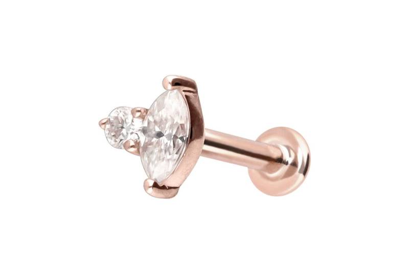 PIERCINGLINE Piercing-Set 14 Karat Gold Labret mit Push Fit MOISSANIT-DESIGN (Labrets) von PIERCINGLINE