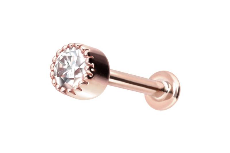 PIERCINGLINE Piercing-Set 14 Karat Gold Labret mit Push Fit MOISSANIT-DISC (Labrets) von PIERCINGLINE