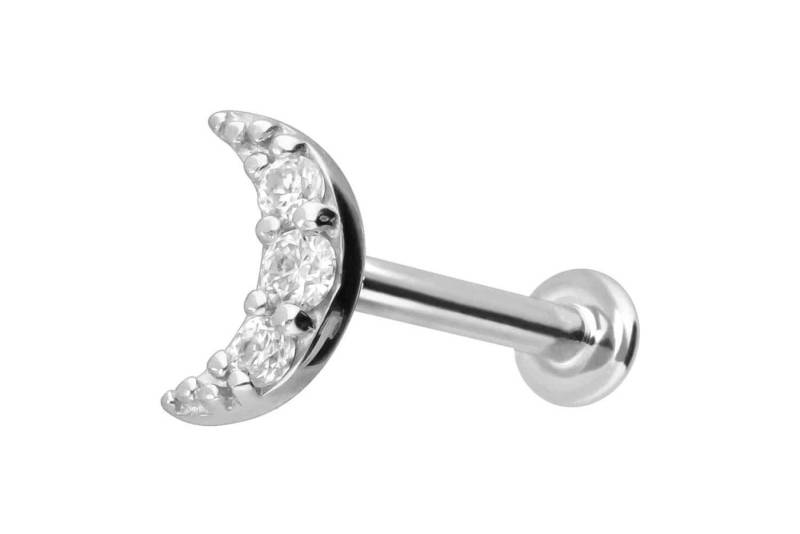 PIERCINGLINE Piercing-Set 14 Karat Gold Labret mit Push Fit MOISSANIT-MOND (Labrets / 1 Stk) von PIERCINGLINE