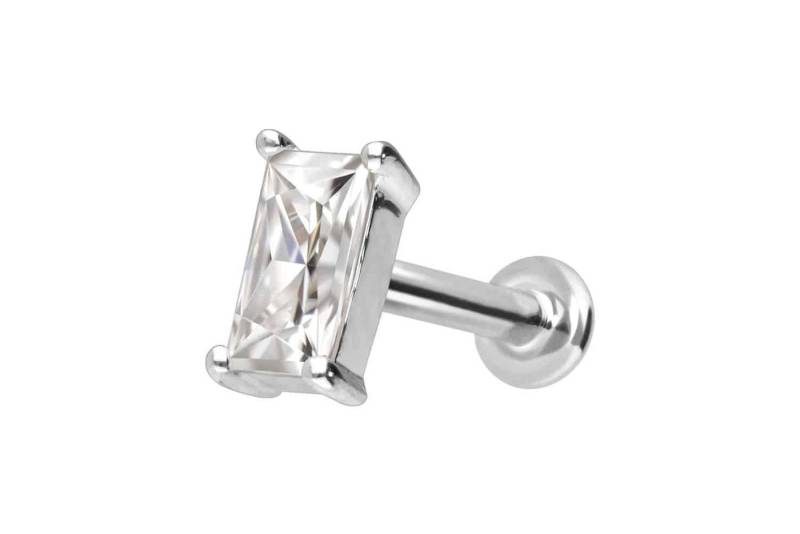 PIERCINGLINE Piercing-Set 14 Karat Gold Labret mit Push Fit MOISSANIT-RECHTECK (Labrets / 1 Stk) von PIERCINGLINE