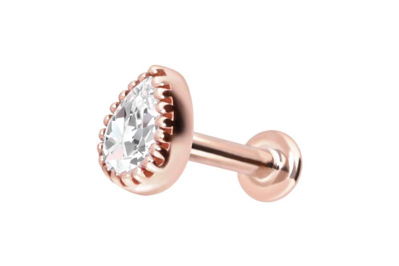PIERCINGLINE Piercing-Set 14 Karat Gold Labret mit Push Fit MOISSANIT-TROPFEN (Labrets) von PIERCINGLINE