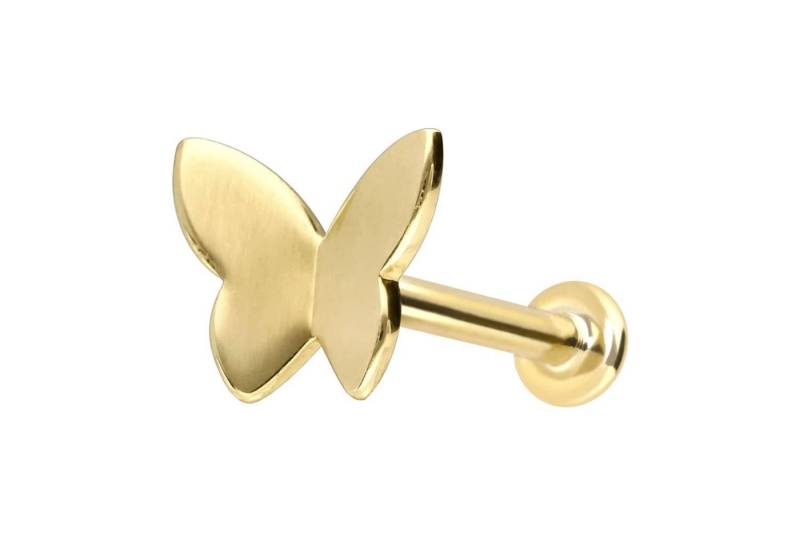 PIERCINGLINE Piercing-Set 14 Karat Gold Labret mit Push Fit SCHMETTERLING (Labrets) von PIERCINGLINE