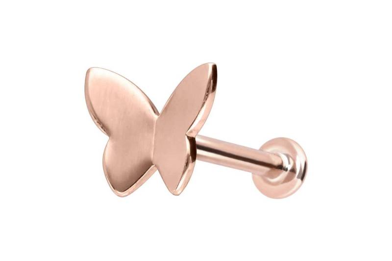 PIERCINGLINE Piercing-Set 14 Karat Gold Labret mit Push Fit SCHMETTERLING (Labrets) von PIERCINGLINE