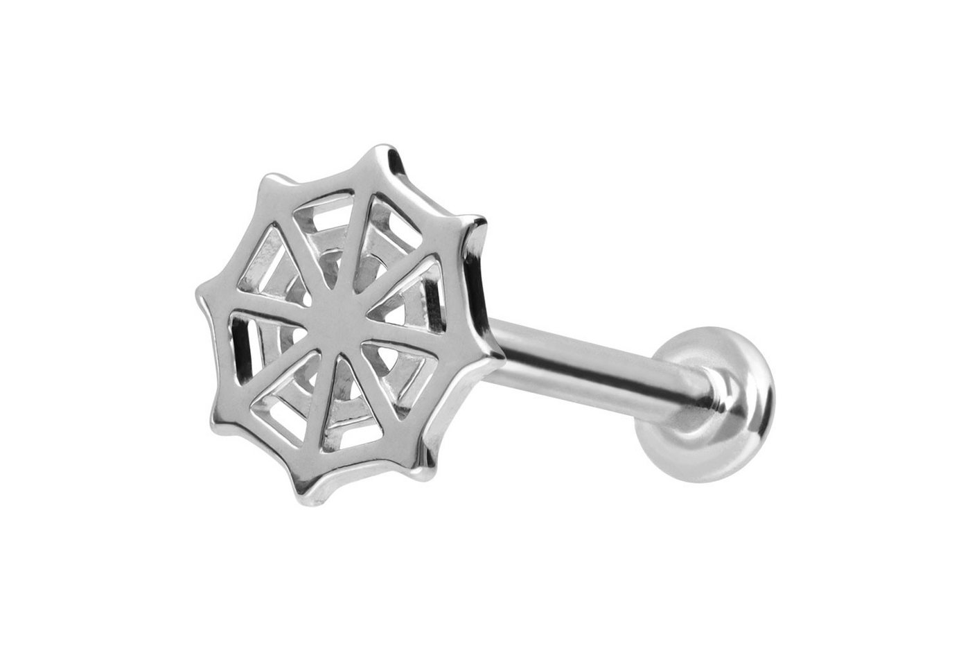 PIERCINGLINE Piercing-Set 14 Karat Gold Labret mit Push Fit SPINNENNETZ (Labrets) von PIERCINGLINE