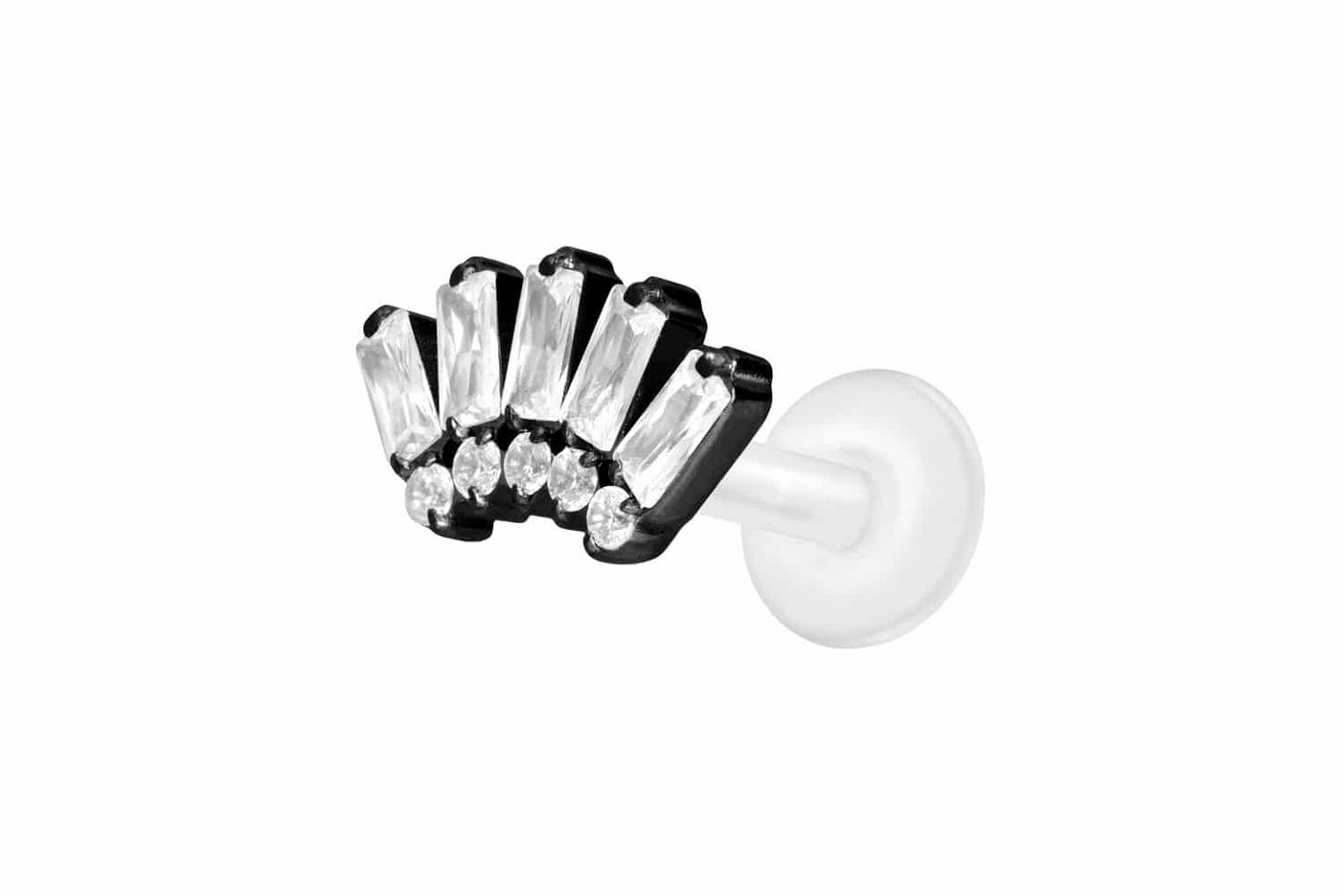 PIERCINGLINE Nasenpiercing PTFE Labret mit Innengewinde + Titan-Aufsatz 10 EINGEFASSTE KRISTALLE (Labrets, 1-tlg) von PIERCINGLINE