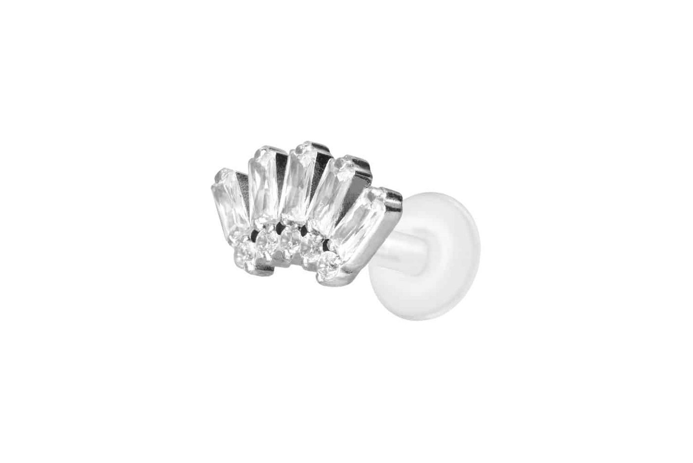 PIERCINGLINE Nasenpiercing PTFE Labret mit Innengewinde + Titan-Aufsatz 10 EINGEFASSTE KRISTALLE (Labrets, 1-tlg) von PIERCINGLINE