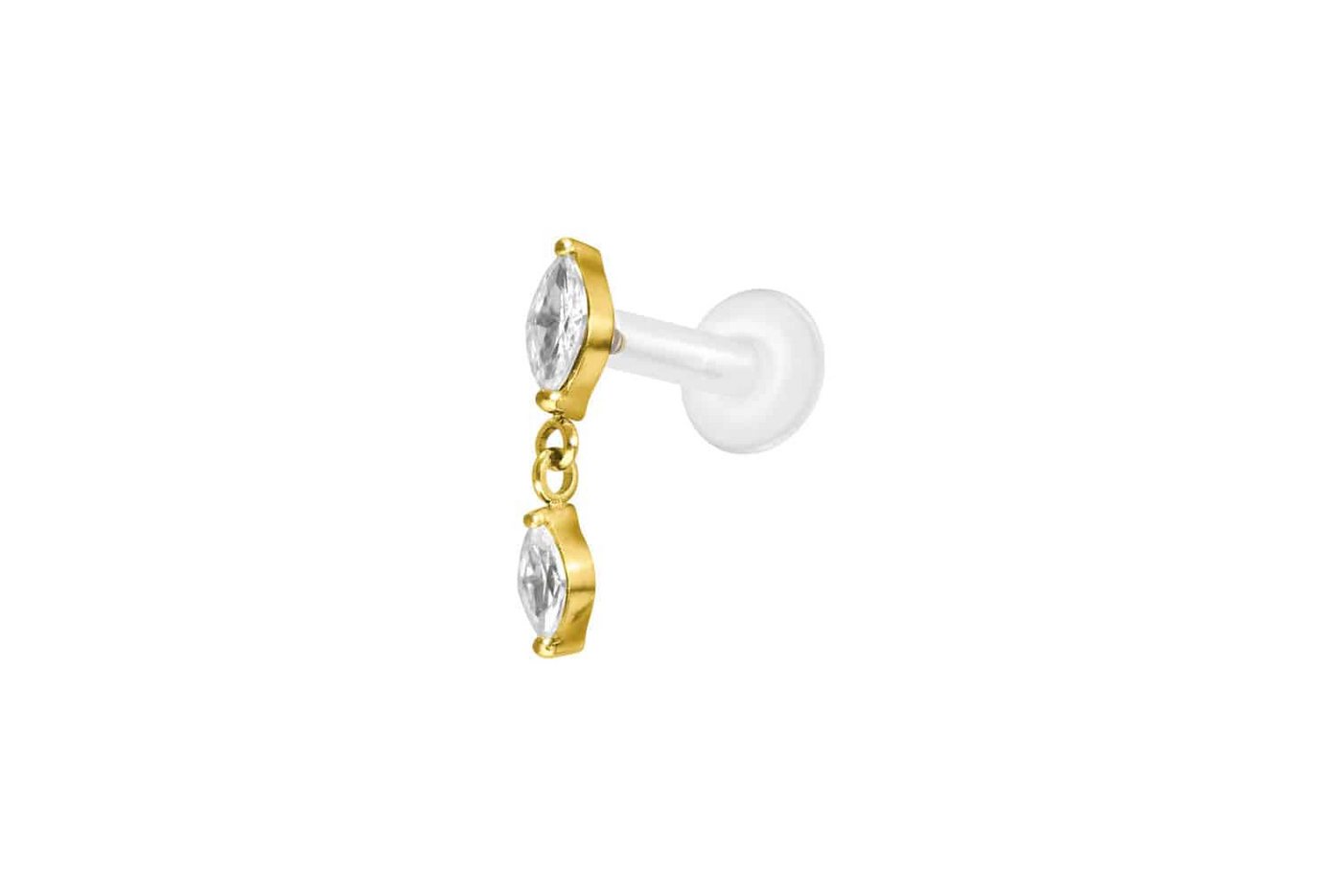 PIERCINGLINE Piercing-Set PTFE Labret mit Innengewinde + Titan-Aufsatz 2 KRISTALLTROPFEN (Labrets / 1 Stk) von PIERCINGLINE