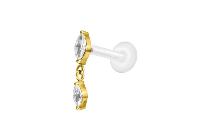 PIERCINGLINE Piercing-Set PTFE Labret mit Innengewinde + Titan-Aufsatz 2 KRISTALLTROPFEN (Labrets, 1-tlg) von PIERCINGLINE