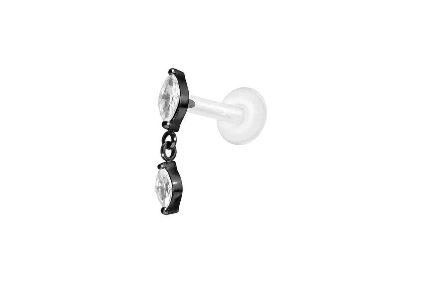 PIERCINGLINE Piercing-Set PTFE Labret mit Innengewinde + Titan-Aufsatz 2 KRISTALLTROPFEN (Labrets / 1 Stk) von PIERCINGLINE