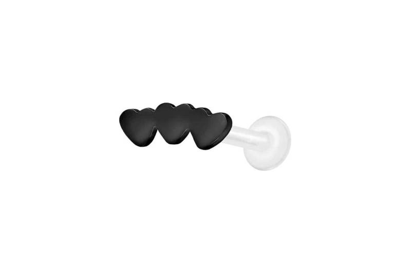 PIERCINGLINE Piercing-Set PTFE Labret mit Innengewinde + Titan-Aufsatz 3 HERZEN (Labrets / 1 Stk) von PIERCINGLINE