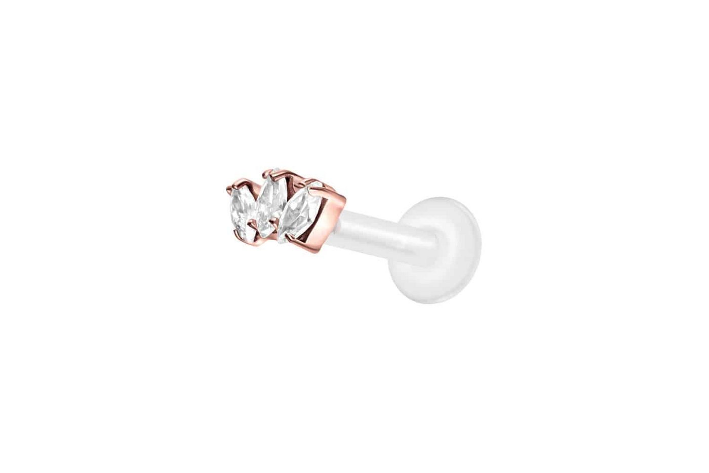 PIERCINGLINE Nasenpiercing PTFE Labret mit Innengewinde + Titan-Aufsatz 3 KRISTALLTROPFEN (Labrets, 1-tlg) von PIERCINGLINE
