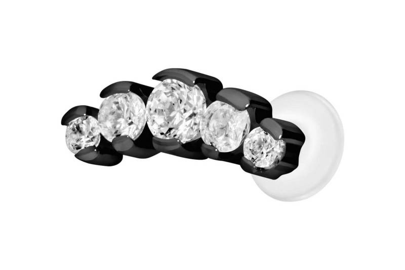 PIERCINGLINE Piercing-Set PTFE Labret mit Innengewinde + Titan-Aufsatz 5 EINGEFASSTE KRISTALLE (Labrets / 1 Stk) von PIERCINGLINE