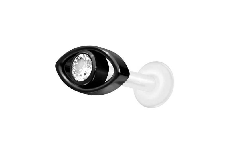 PIERCINGLINE Piercing-Set PTFE Labret mit Innengewinde + Titan-Aufsatz AUGE + KRISTALL (Labrets / 1 Stk) von PIERCINGLINE