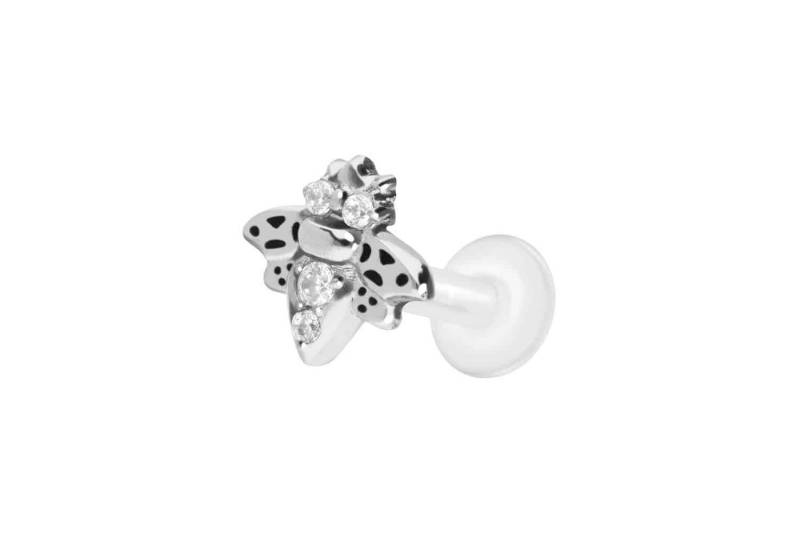 PIERCINGLINE Piercing-Set PTFE Labret mit Innengewinde + Titan-Aufsatz BIENE + KRISTALLE (Labrets / 1 Stk) von PIERCINGLINE