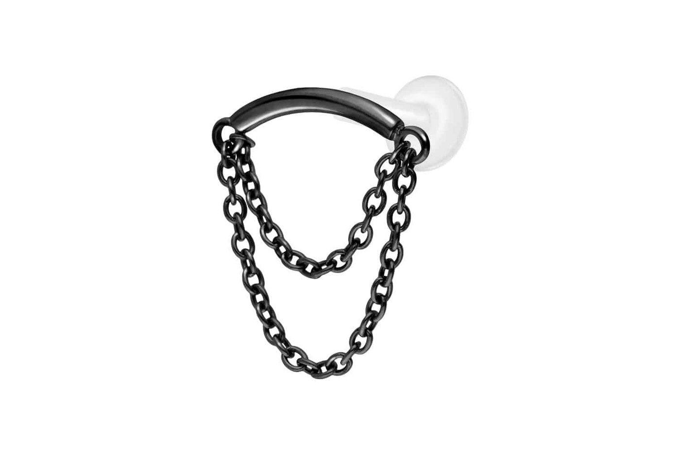PIERCINGLINE Nasenpiercing PTFE Labret mit Innengewinde + Titan-Aufsatz BOGEN + 2 KETTEN (Labrets, 1-tlg) von PIERCINGLINE