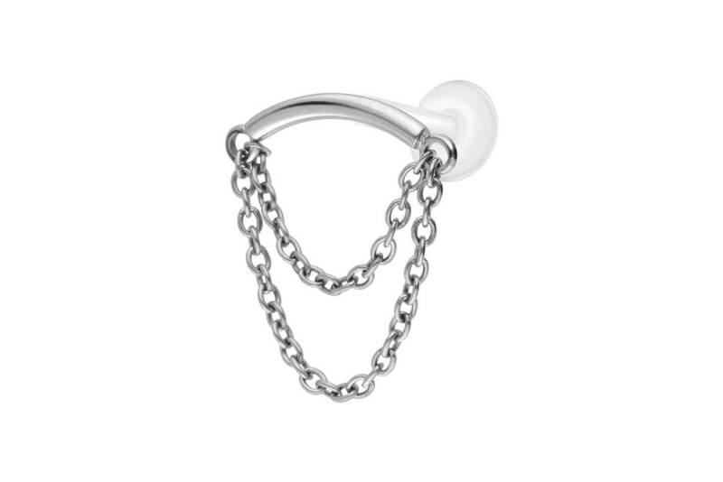 PIERCINGLINE Piercing-Set PTFE Labret mit Innengewinde + Titan-Aufsatz BOGEN + 2 KETTEN (Labrets / 1 Stk) von PIERCINGLINE
