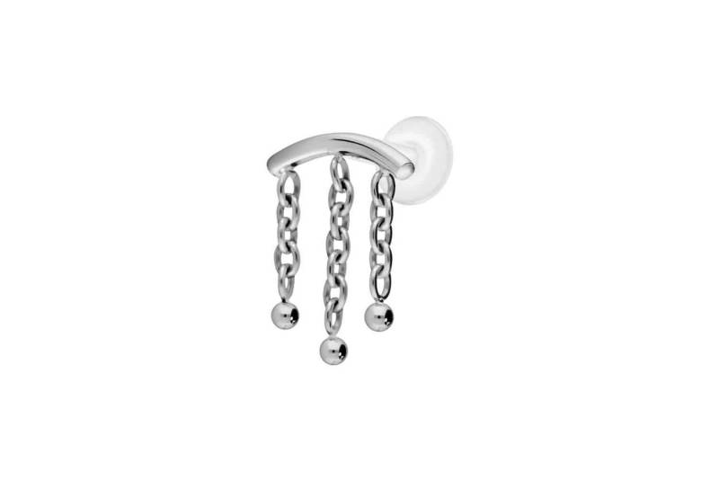 PIERCINGLINE Piercing-Set PTFE Labret mit Innengewinde + Titan-Aufsatz BOGEN + 3 KETTEN (Labrets / 1 Stk) von PIERCINGLINE