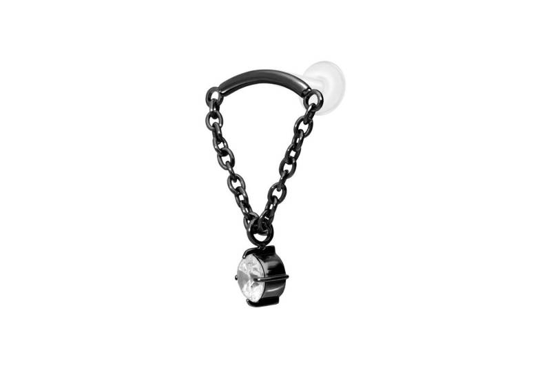 PIERCINGLINE Piercing-Set PTFE Labret mit Innengewinde + Titan-Aufsatz BOGEN + KETTE + KRISTALL (Labrets / 1 Stk) von PIERCINGLINE