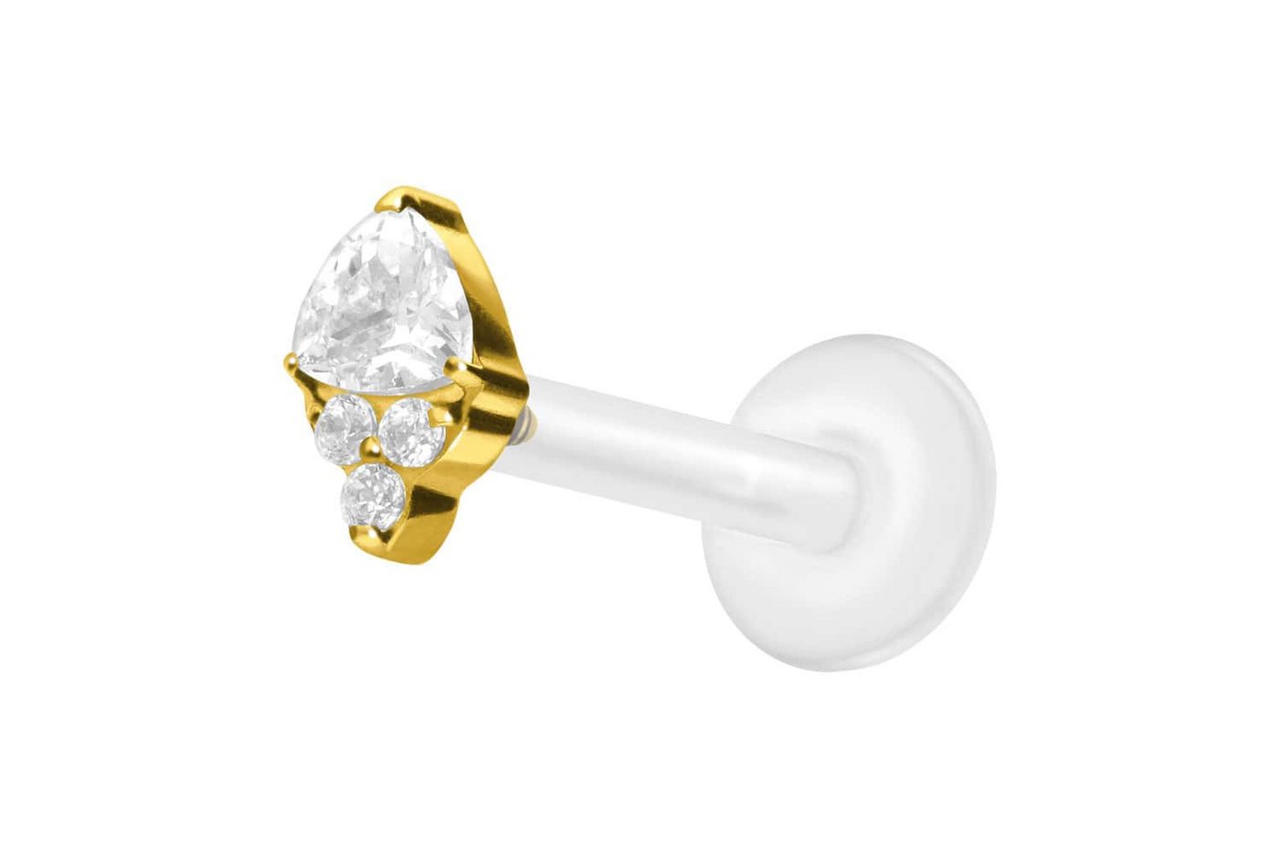 PIERCINGLINE Nasenpiercing PTFE Labret mit Innengewinde + Titan-Aufsatz EINGEFASSTE KRISTALLE (Labrets, 1-tlg) von PIERCINGLINE