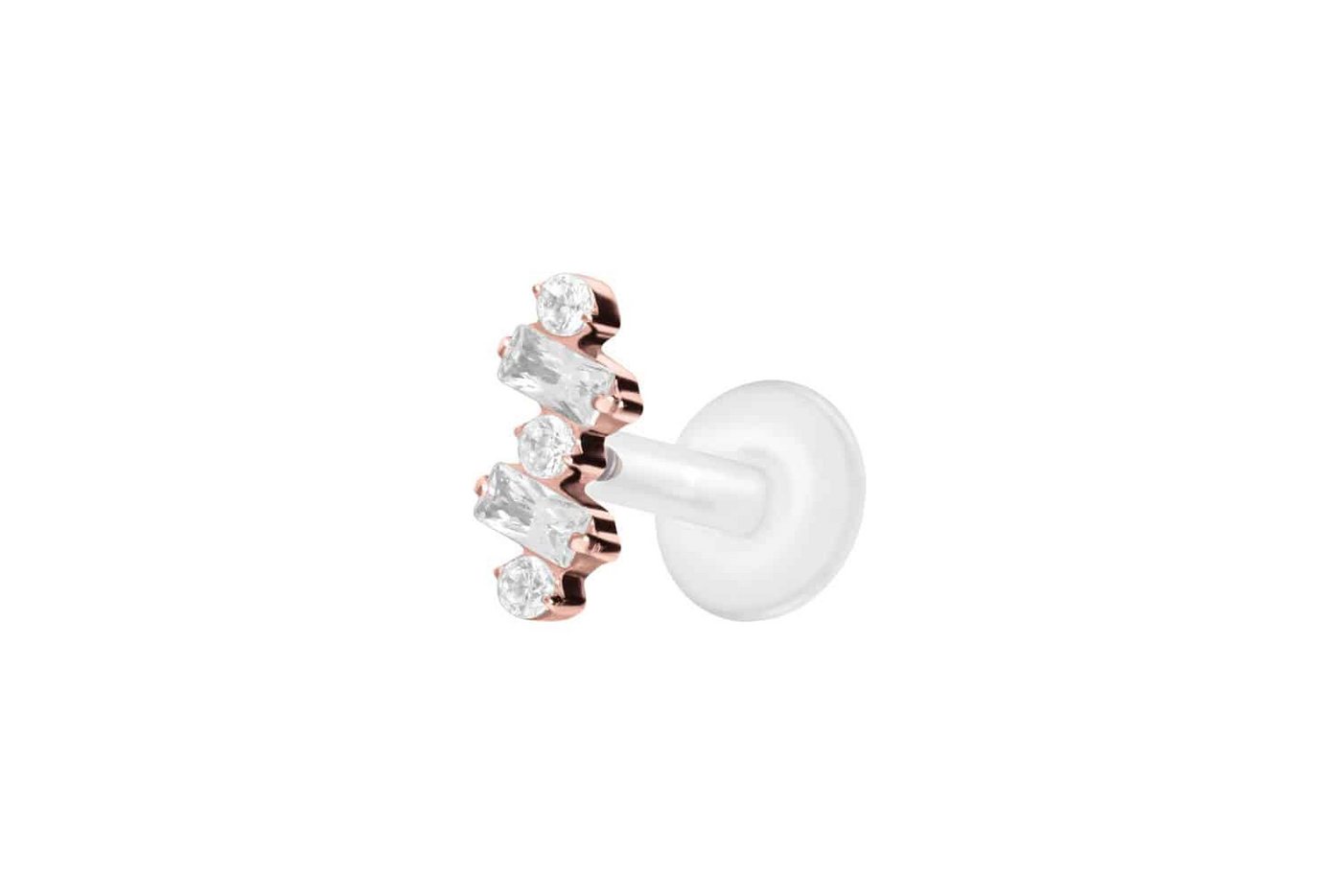 PIERCINGLINE Nasenpiercing PTFE Labret mit Innengewinde + Titan-Aufsatz EINGEFASSTE KRISTALLE (Labrets, 1-tlg) von PIERCINGLINE