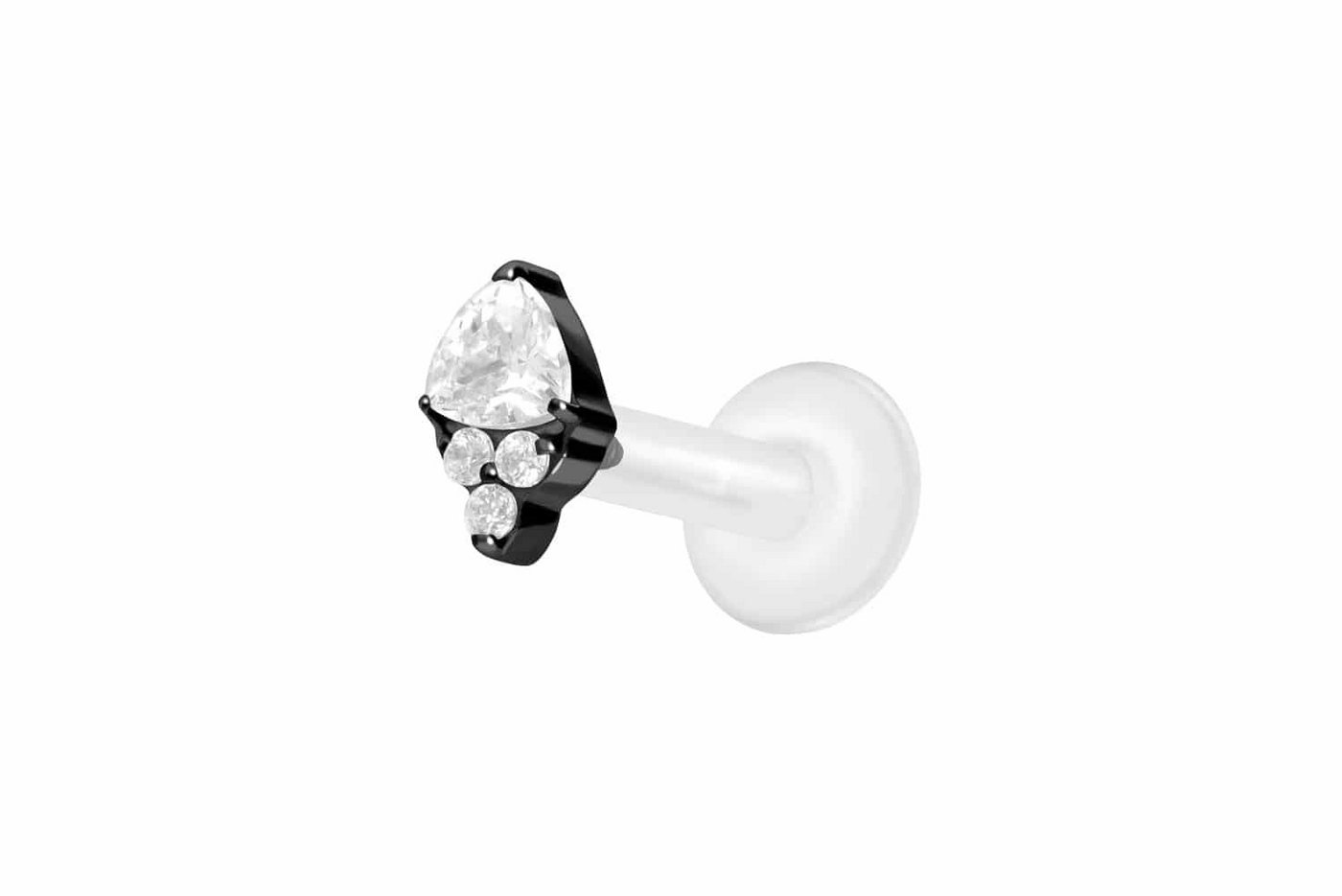 PIERCINGLINE Nasenpiercing PTFE Labret mit Innengewinde + Titan-Aufsatz EINGEFASSTE KRISTALLE (Labrets, 1-tlg) von PIERCINGLINE