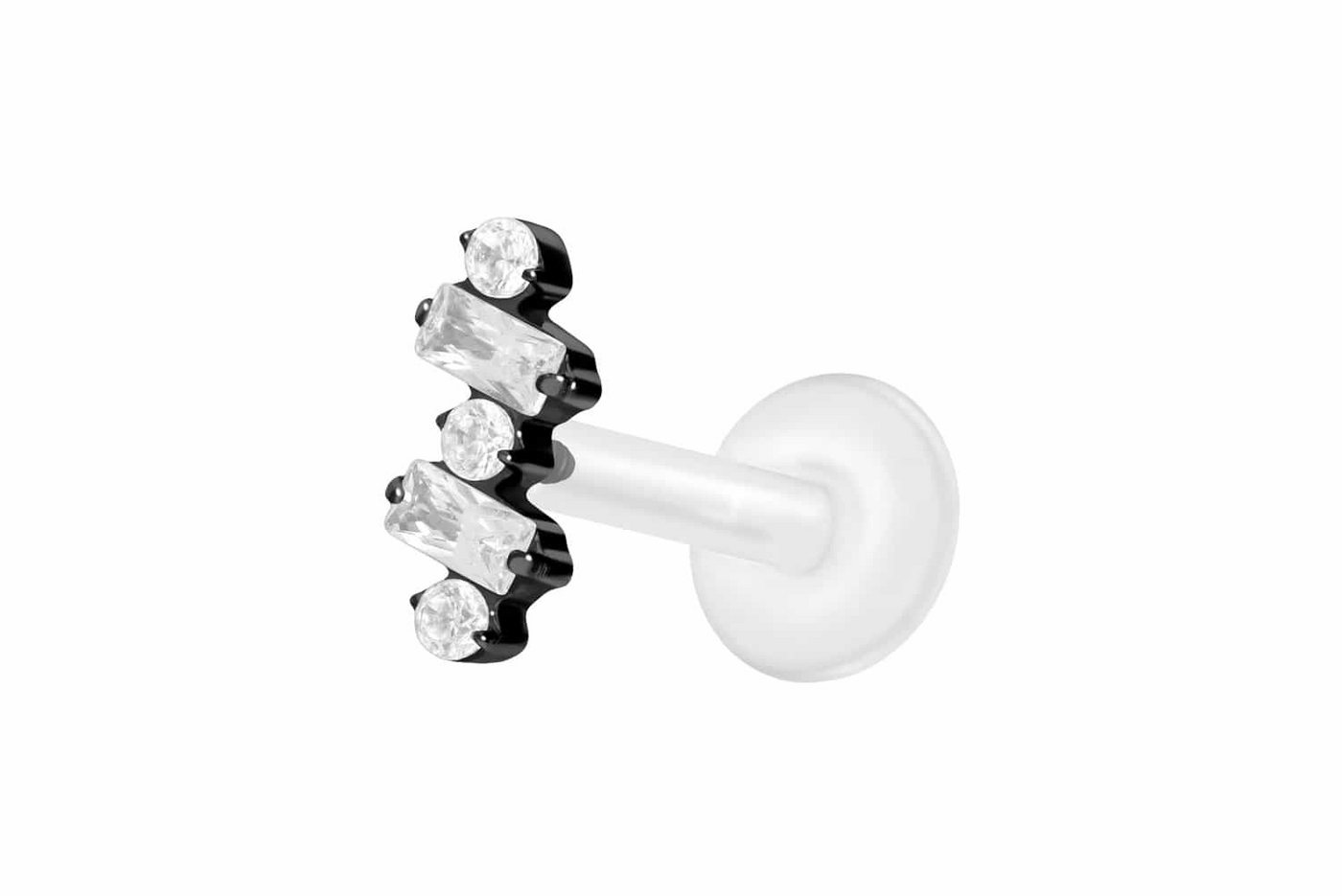PIERCINGLINE Nasenpiercing PTFE Labret mit Innengewinde + Titan-Aufsatz EINGEFASSTE KRISTALLE (Labrets, 1-tlg) von PIERCINGLINE