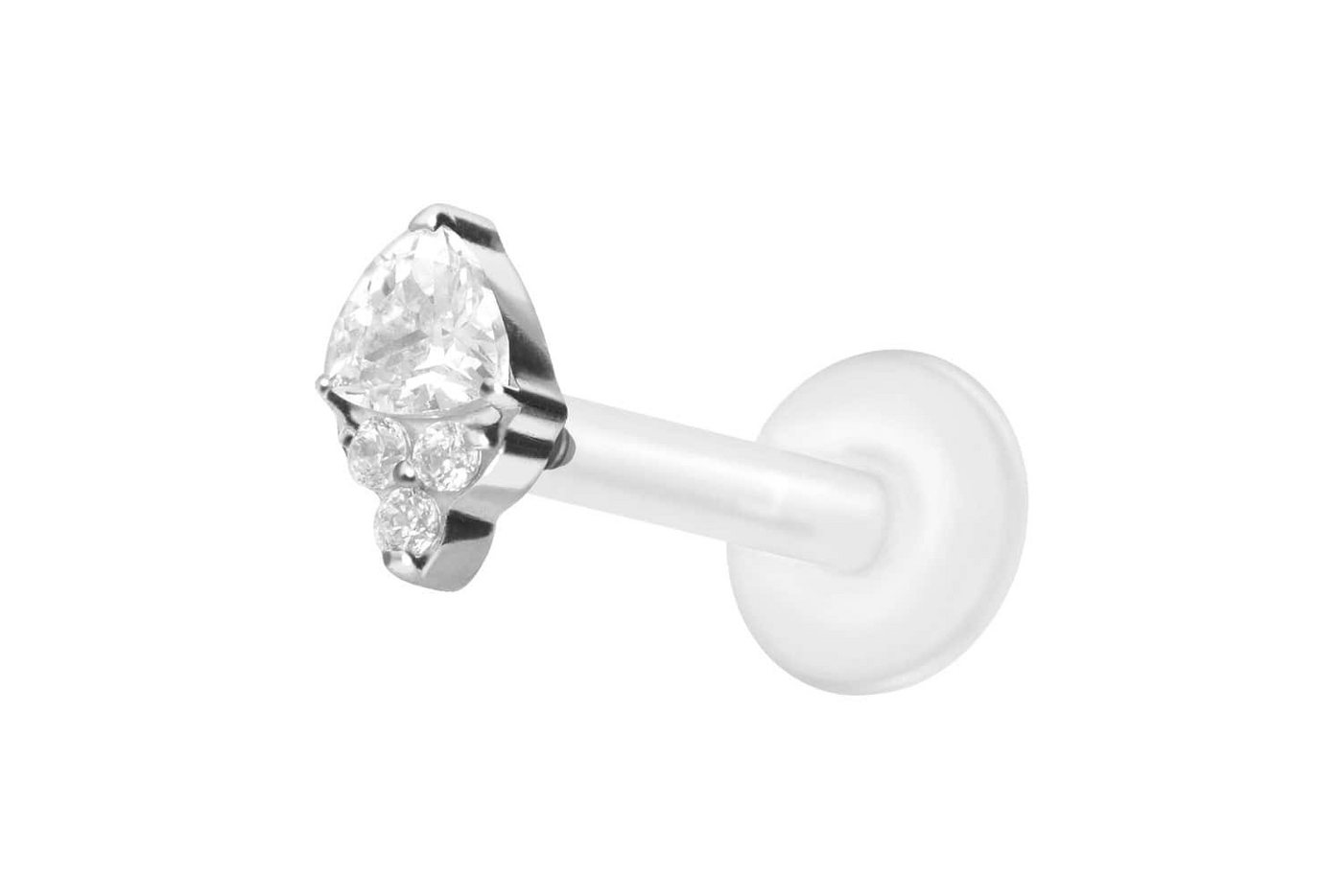PIERCINGLINE Nasenpiercing PTFE Labret mit Innengewinde + Titan-Aufsatz EINGEFASSTE KRISTALLE (Labrets, 1-tlg) von PIERCINGLINE