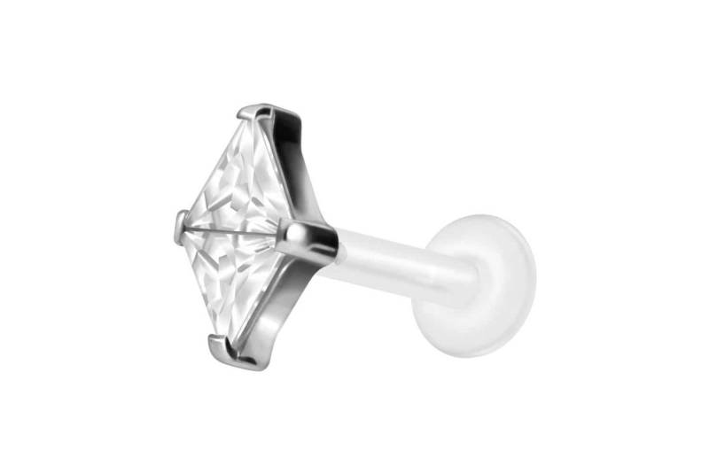PIERCINGLINE Piercing-Set PTFE Labret mit Innengewinde + Titan-Aufsatz EINGEFASSTE KRISTALLRAUTE (Labrets / 1 Stk) von PIERCINGLINE