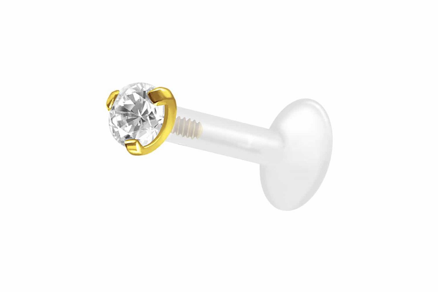 PIERCINGLINE Nasenpiercing PTFE Labret mit Innengewinde + Titan-Aufsatz EINGEFASSTER KRISTALL (Labrets, 1-tlg) von PIERCINGLINE