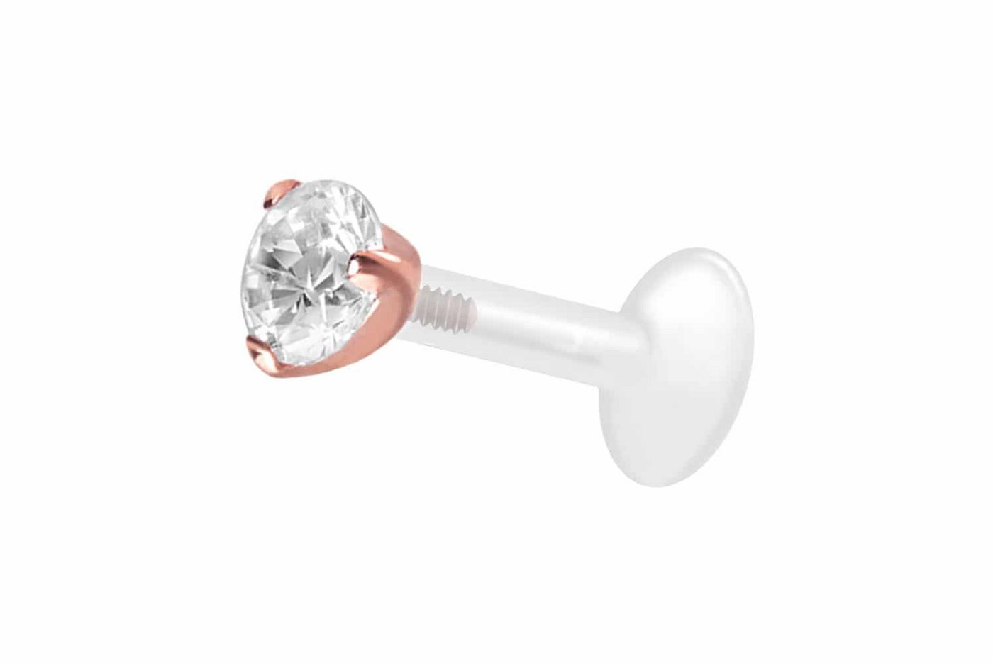 PIERCINGLINE Nasenpiercing PTFE Labret mit Innengewinde + Titan-Aufsatz EINGEFASSTER KRISTALL (Labrets, 1-tlg) von PIERCINGLINE