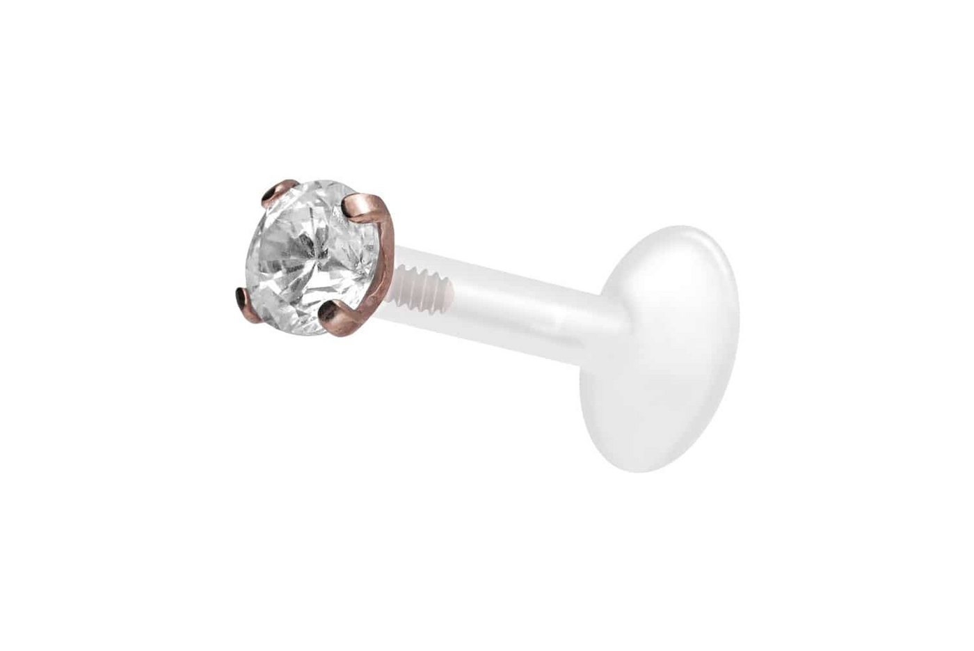 PIERCINGLINE Nasenpiercing PTFE Labret mit Innengewinde + Titan-Aufsatz EINGEFASSTER KRISTALL (Labrets, 1-tlg) von PIERCINGLINE