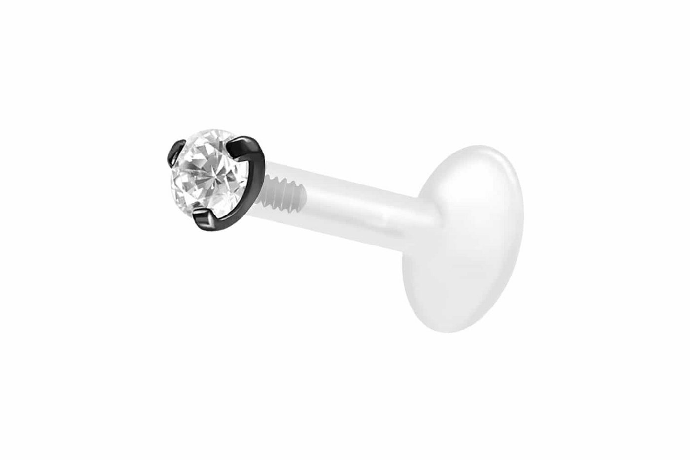 PIERCINGLINE Nasenpiercing PTFE Labret mit Innengewinde + Titan-Aufsatz EINGEFASSTER KRISTALL (Labrets, 1-tlg) von PIERCINGLINE