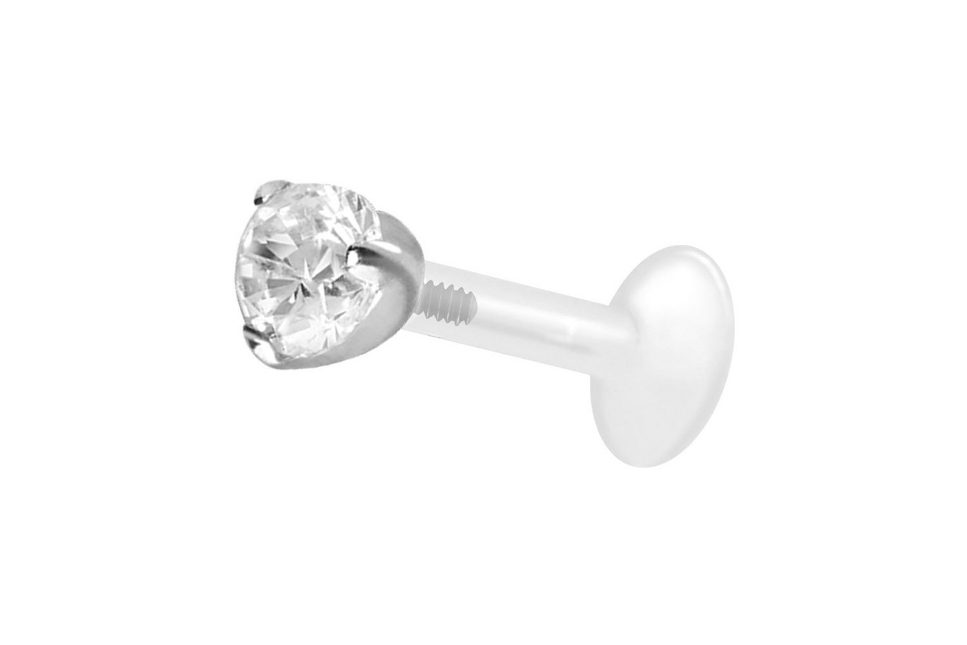 PIERCINGLINE Piercing-Set PTFE Labret mit Innengewinde + Titan-Aufsatz EINGEFASSTER KRISTALL (Labrets / 1 Stk) von PIERCINGLINE