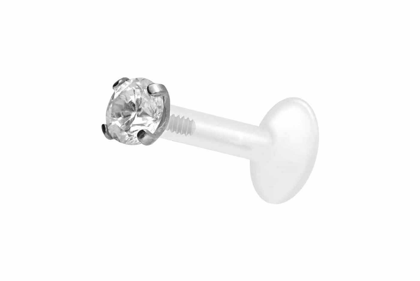 PIERCINGLINE Nasenpiercing PTFE Labret mit Innengewinde + Titan-Aufsatz EINGEFASSTER KRISTALL (Labrets, 1-tlg) von PIERCINGLINE