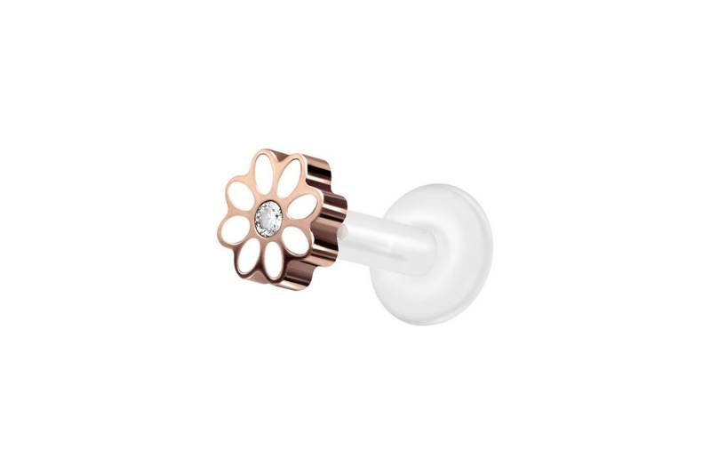 PIERCINGLINE Piercing-Set (Labrets, PTFE Labret mit Innengewinde + Titan-Aufsatz GÄNSEBLÜMCHEN + KRISTALL) von PIERCINGLINE
