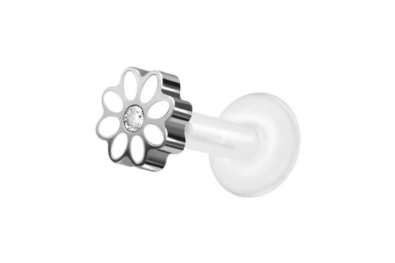 PIERCINGLINE Piercing-Set PTFE Labret mit Innengewinde + Titan-Aufsatz GÄNSEBLÜMCHEN + KRISTALL (Labrets / 1 Stk) von PIERCINGLINE