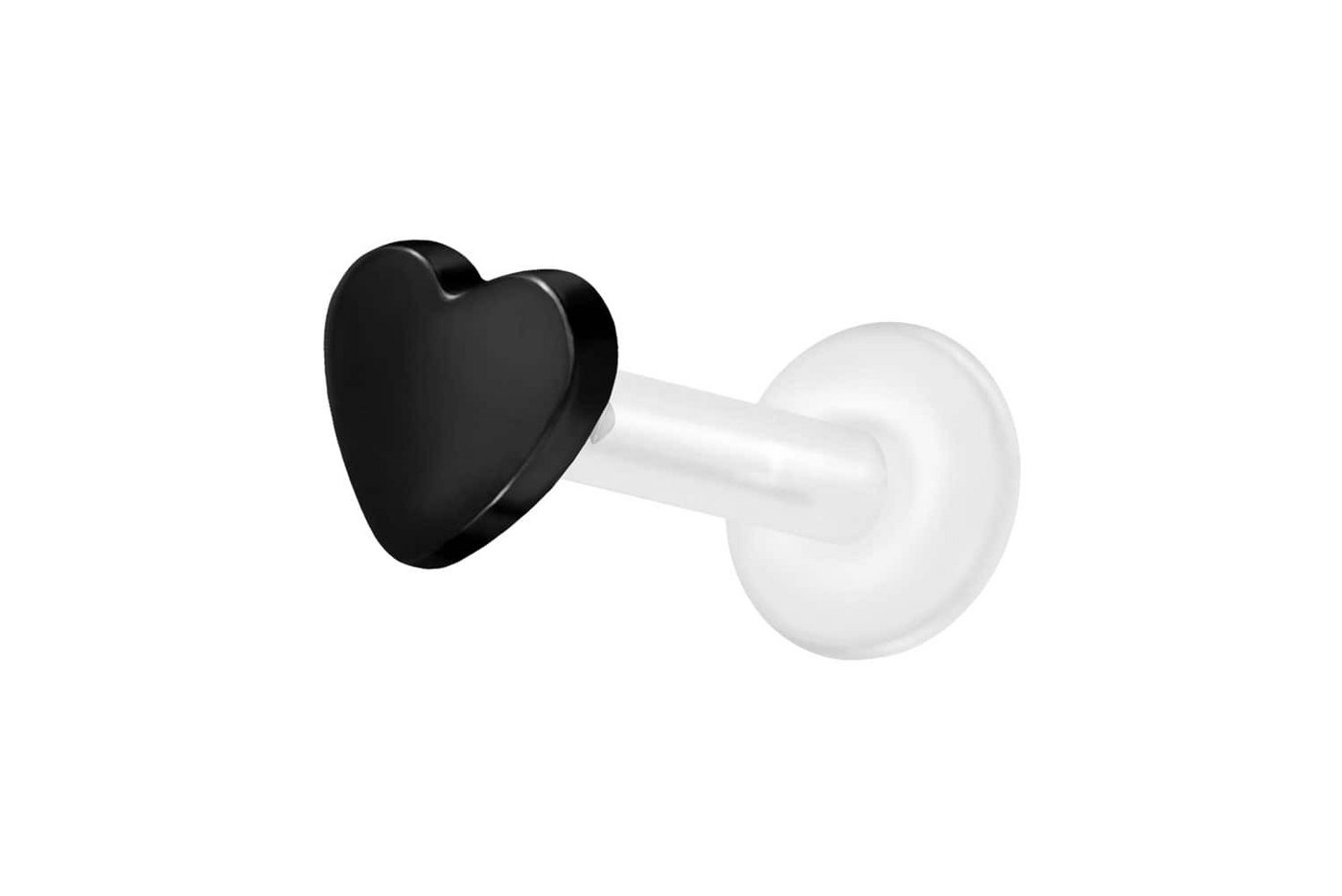 PIERCINGLINE Nasenpiercing PTFE Labret mit Innengewinde + Titan-Aufsatz HERZ (Labrets, 1-tlg) von PIERCINGLINE