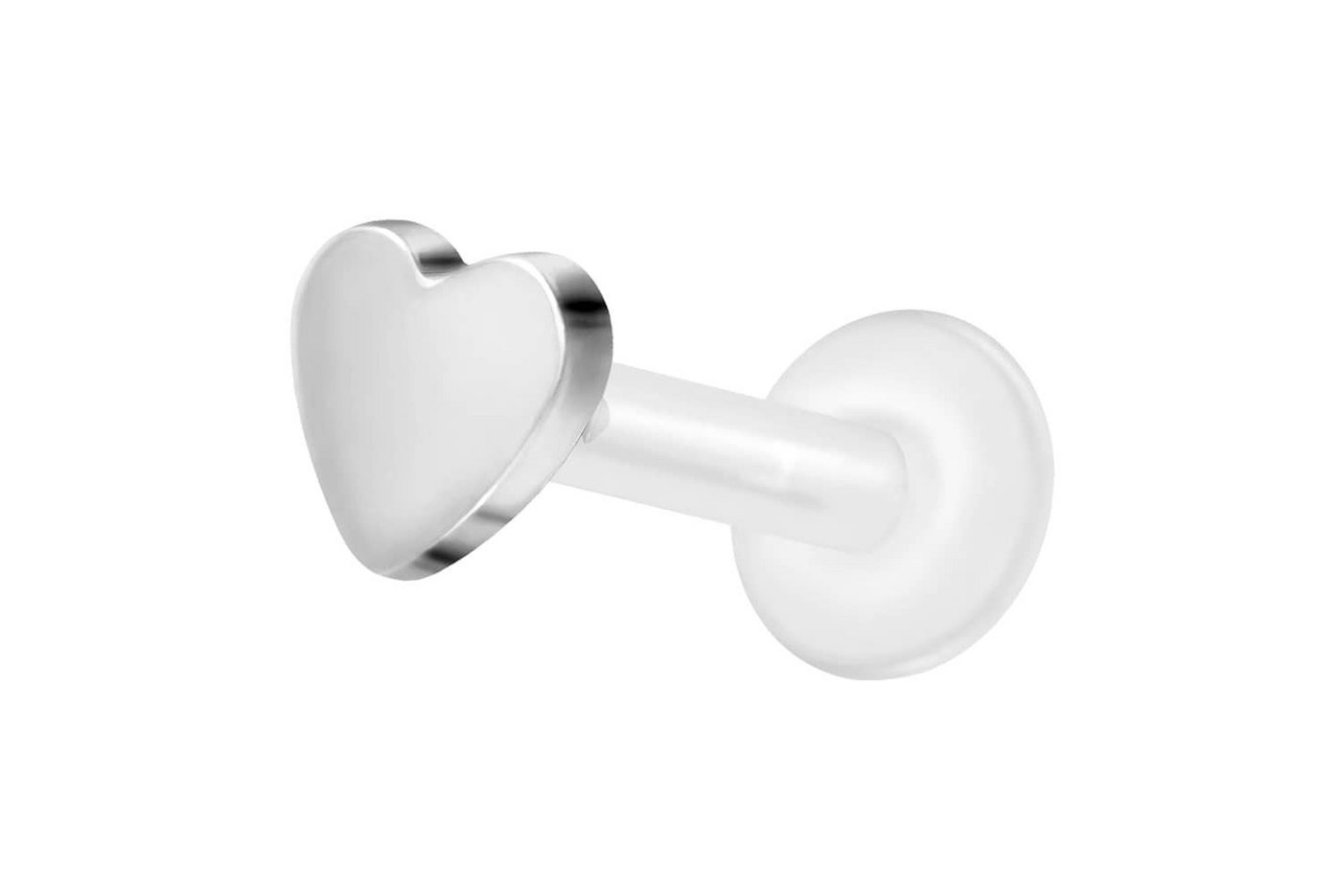 PIERCINGLINE Piercing-Set PTFE Labret mit Innengewinde + Titan-Aufsatz HERZ (Labrets / 1 Stk) von PIERCINGLINE